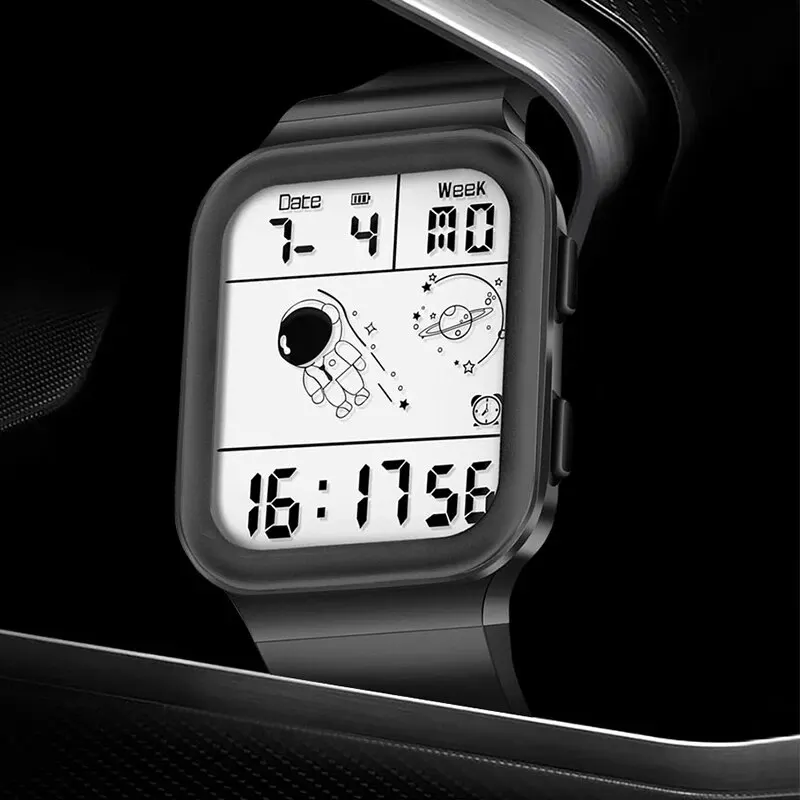 Herren Armbanduhr Digital Uhr Silber Edelstahl Quarzuhr Luxus LED Chronograph