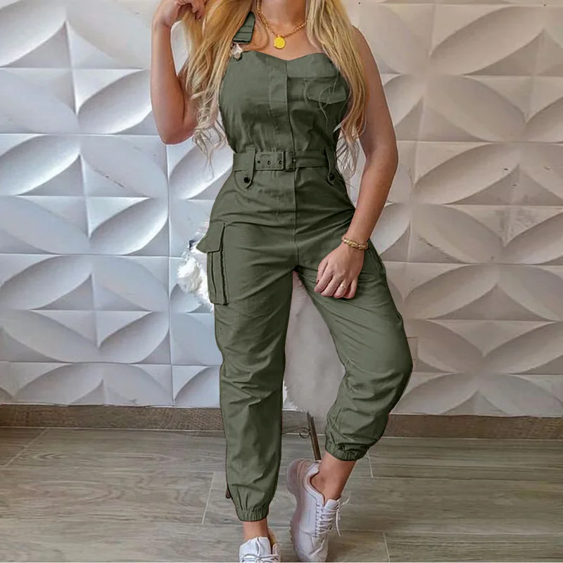 Damen Cargo Camouflage Overall Jumpsuit Army Streetwear Strampler Playsuitn