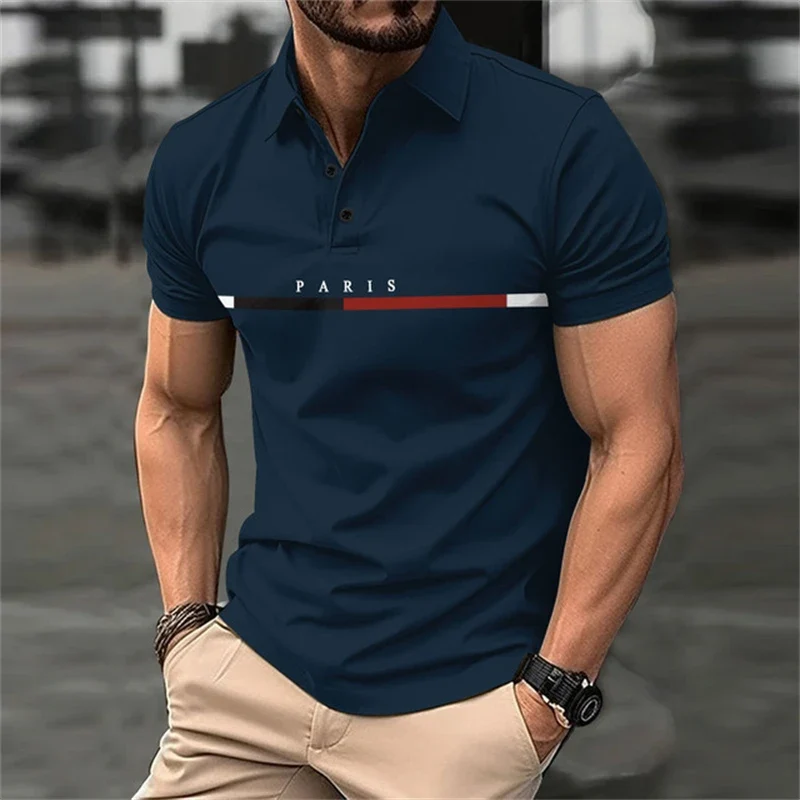 Herren Poloshirt Kontrast Kragen Polo Kurzarm Slim Fit Hemd Polohemd T-Shirt NEU