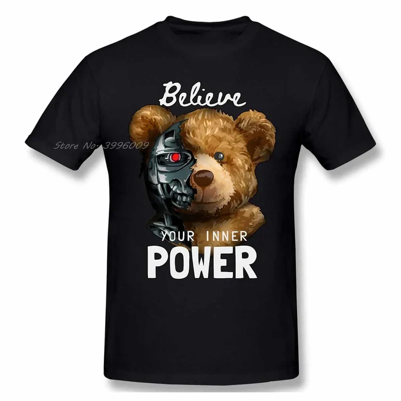 Fashion Herren Shirt Funny Robot Bear T-Shirt Rundhals Tops Sommer Streetwear