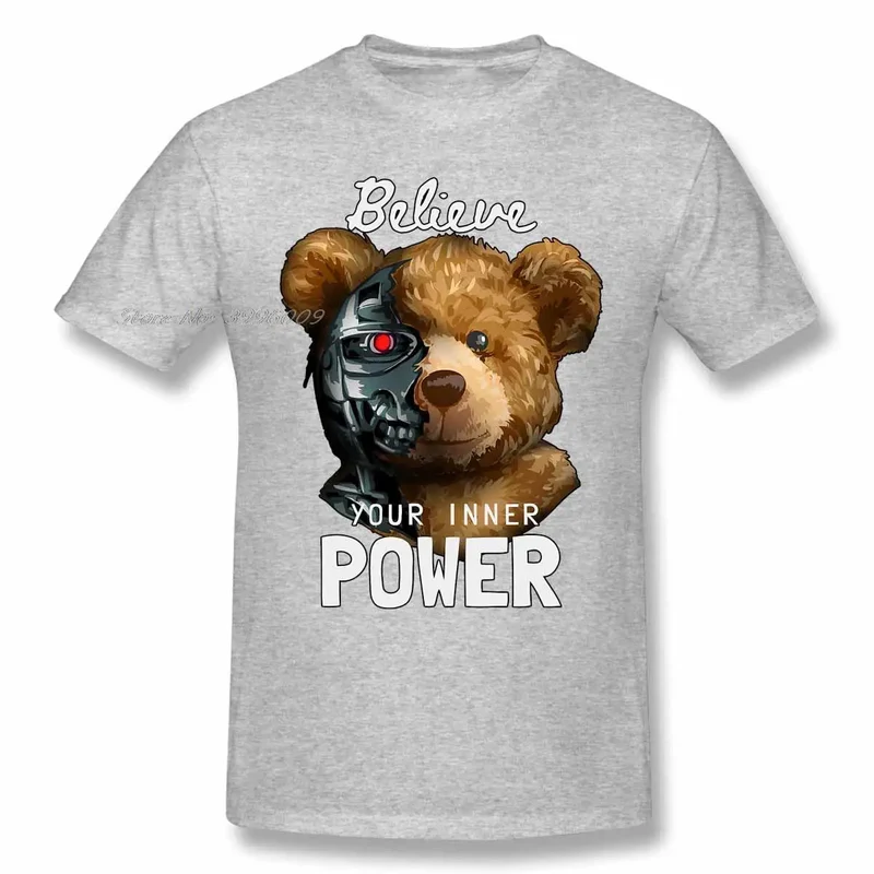 Fashion Herren Shirt Funny Robot Bear T-Shirt Rundhals Tops Sommer Streetwear