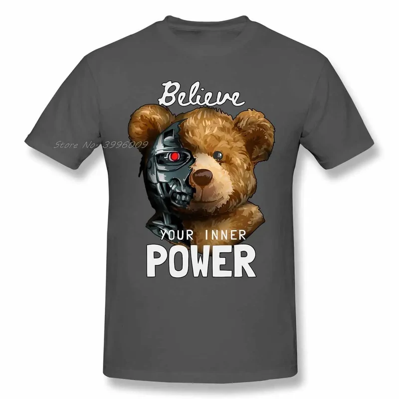 Fashion Herren Shirt Funny Robot Bear T-Shirt Rundhals Tops Sommer Streetwear