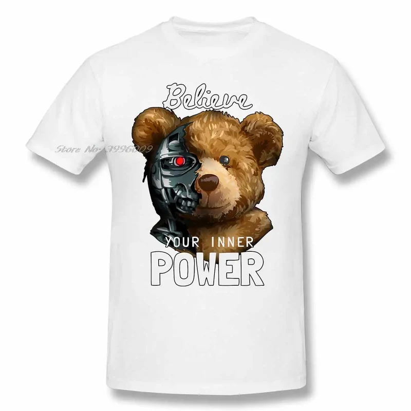 Fashion Herren Shirt Funny Robot Bear T-Shirt Rundhals Tops Sommer Streetwear