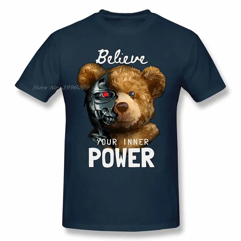 Fashion Herren Shirt Funny Robot Bear T-Shirt Rundhals Tops Sommer Streetwear