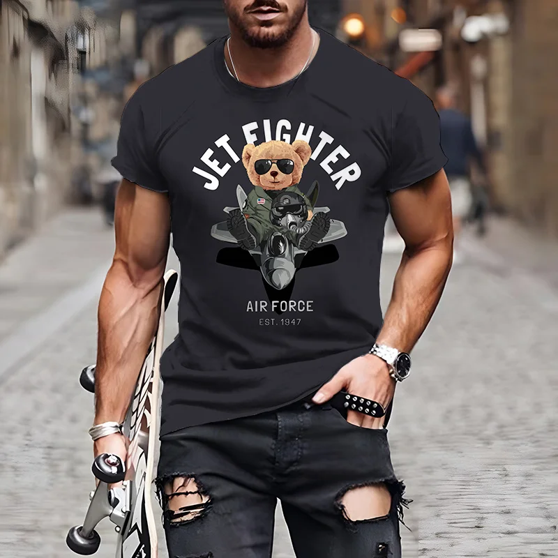 Fashion Herren Shirt Funny Baby Bear T-Shirt Rundhals Tops Sommer Streetwear