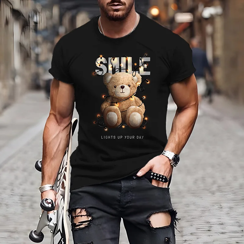 Fashion Herren Shirt Funny Baby Bear T-Shirt Rundhals Tops Sommer Streetwear