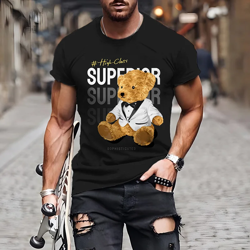 Fashion Herren Shirt Funny Baby Bear T-Shirt Rundhals Tops Sommer Streetwear