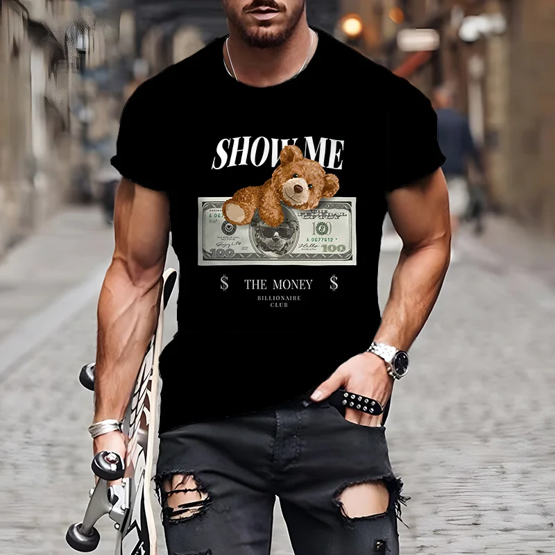 Fashion Herren Shirt Funny Baby Bear T-Shirt Rundhals Tops Sommer Streetwear
