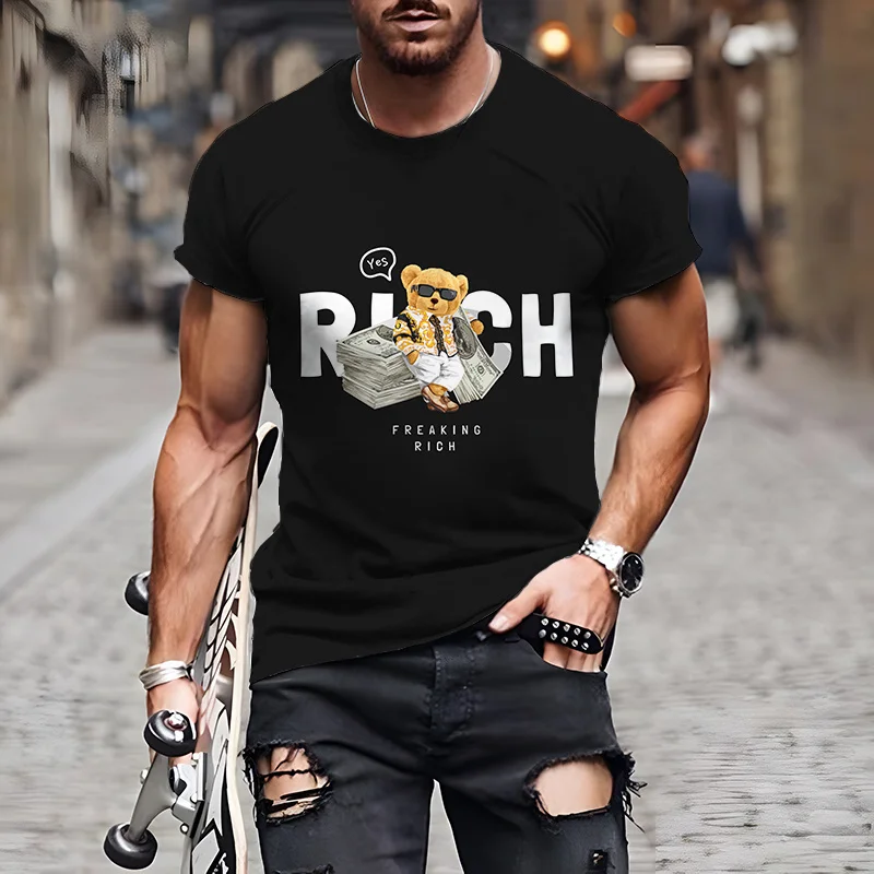 Fashion Herren Shirt Funny Baby Bear T-Shirt Rundhals Tops Sommer Streetwear