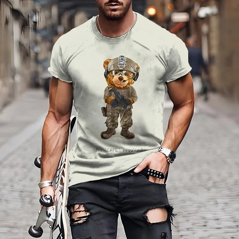 Fashion Herren Shirt Funny Baby Bear T-Shirt Rundhals Tops Sommer Streetwear