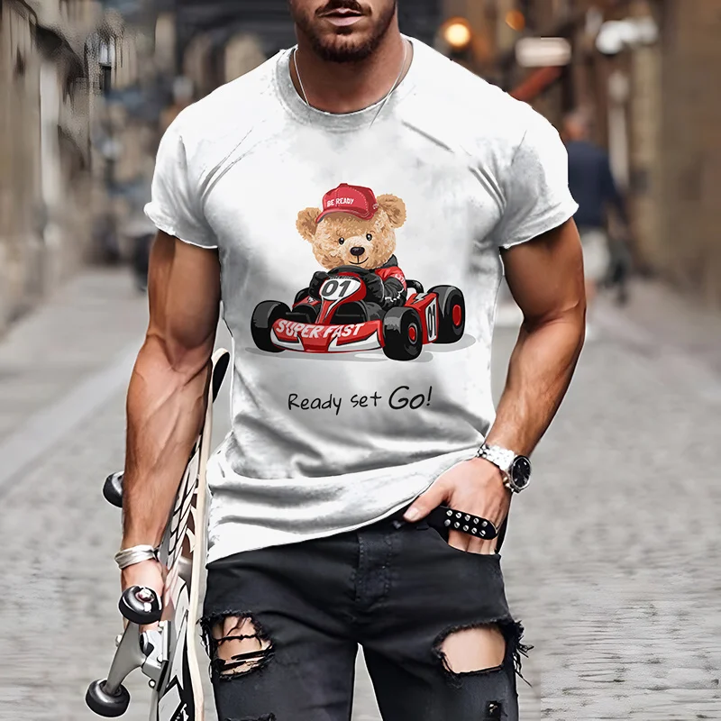 Fashion Herren Shirt Funny Baby Bear T-Shirt Rundhals Tops Sommer Streetwear