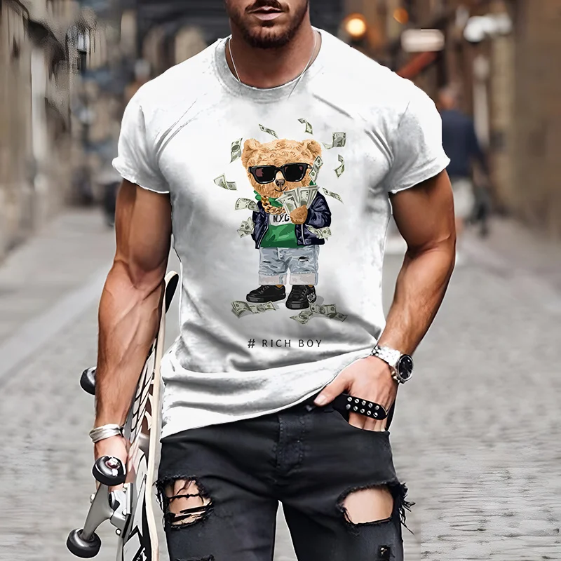 Fashion Herren Shirt Funny Baby Bear T-Shirt Rundhals Tops Sommer Streetwear