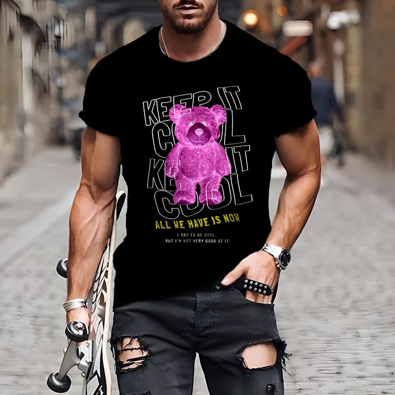 Fashion Herren Shirt Funny Baby Bear T-Shirt Rundhals Tops Sommer Streetwear