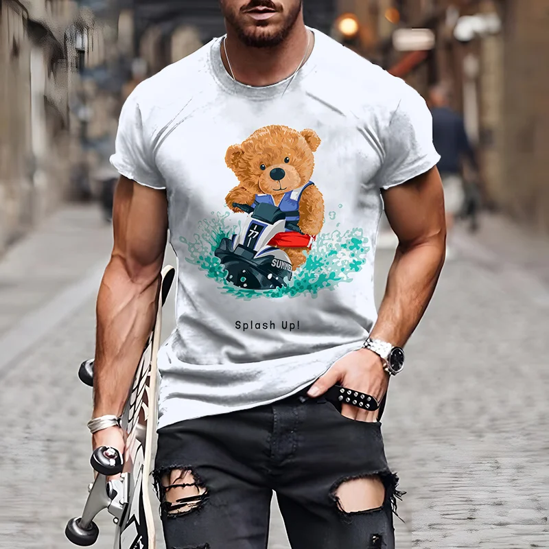 Fashion Herren Shirt Funny Baby Bear T-Shirt Rundhals Tops Sommer Streetwear