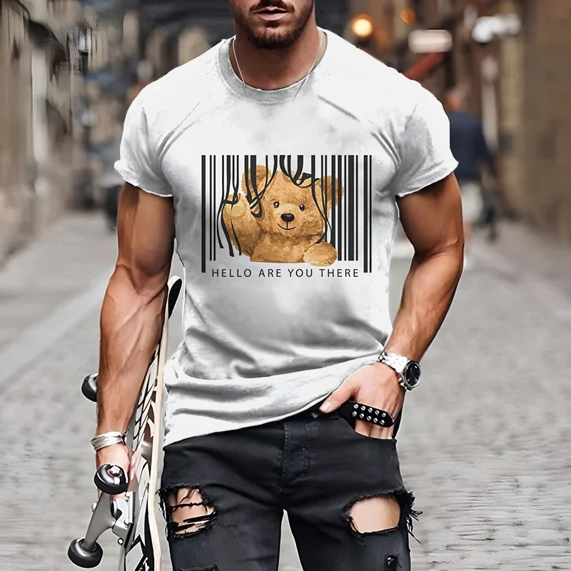 Fashion Herren Shirt Funny Baby Bear T-Shirt Rundhals Tops Sommer Streetwear