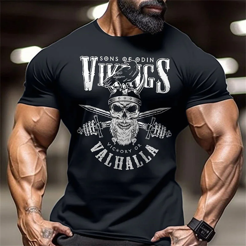 Gym Fitness Shirt Sport T-Shirt Men Herren Sportswear Vikings Streetwear Tops