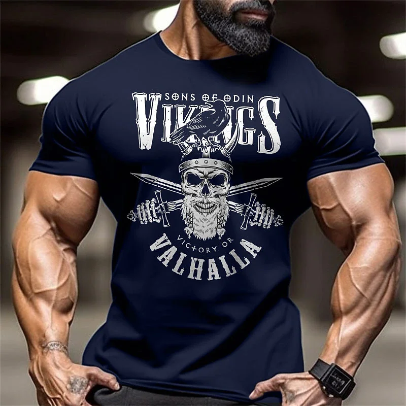 Gym Fitness Shirt Sport T-Shirt Men Herren Sportswear Vikings Streetwear Tops