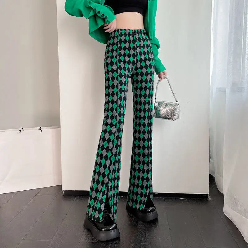 Damen Leggings Kariert Tartan Karo Muster Bootcut Hüftjeans Schlaghose Flared