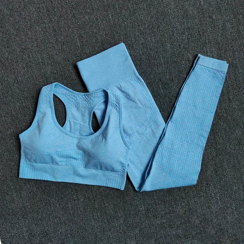 5 Stk Damen Leggings Push Up Stretch Leggins Yoga Fitness Hose Sport BH Set Top
