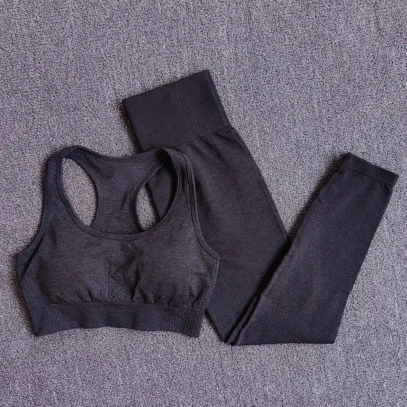 5 Stk Damen Leggings Push Up Stretch Leggins Yoga Fitness Hose Sport BH Set Top