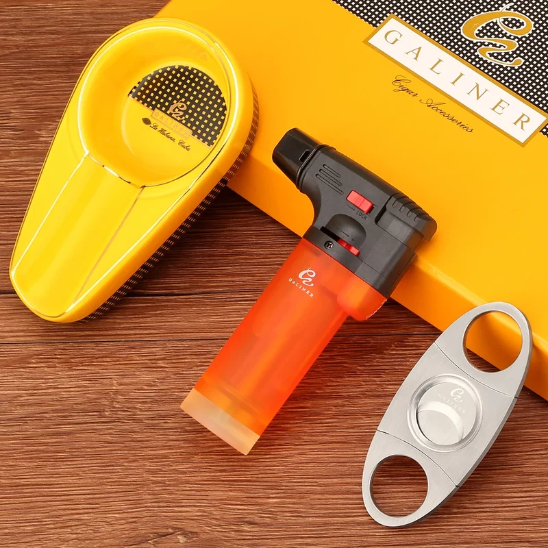 Reise Aschenbecher Zigarrenschneider Torch Jet Flame Feuerzeug Set Mit Box