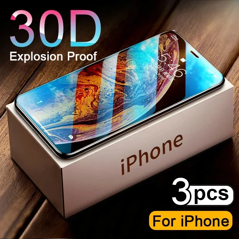 3Stk Panzerglas 30D Gehärtetes Schutz Glas iPhone 15 14 13 12 Pro Max