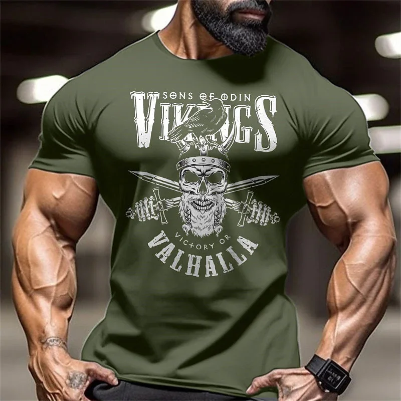 GYM Shirt Sport T-Shirt Herren Fitness Sportswear Streetwear Vikings Top