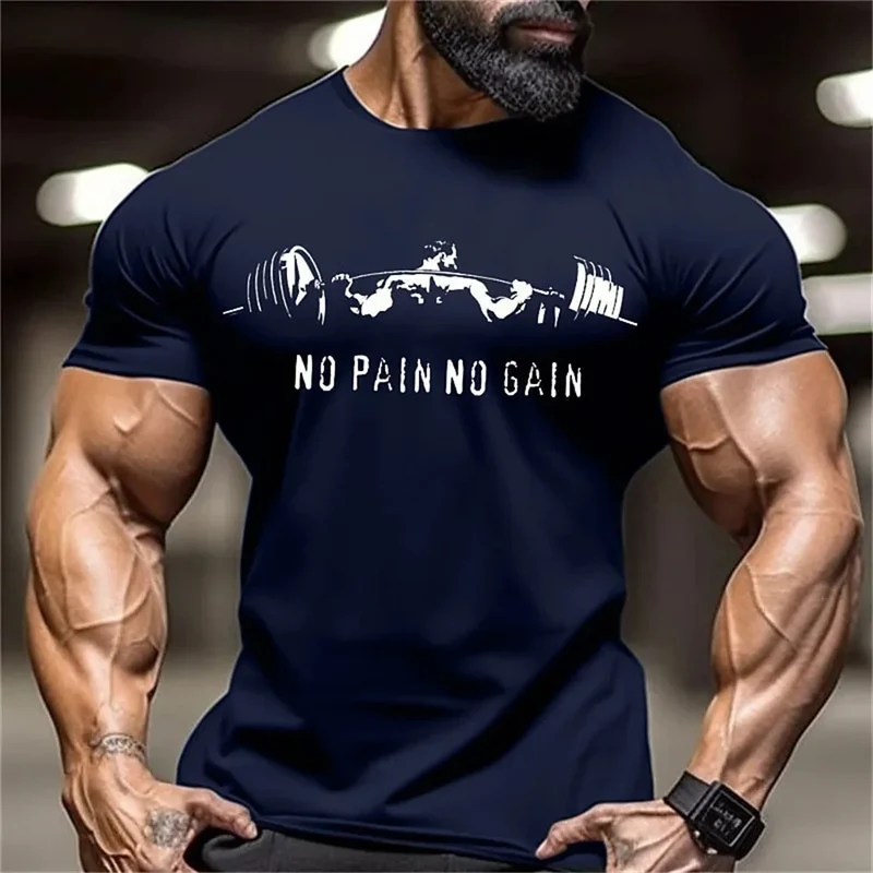 GYM Shirt Sport T-Shirt No Pain No Gain Herren Fitness Sportswear Streetwear Top