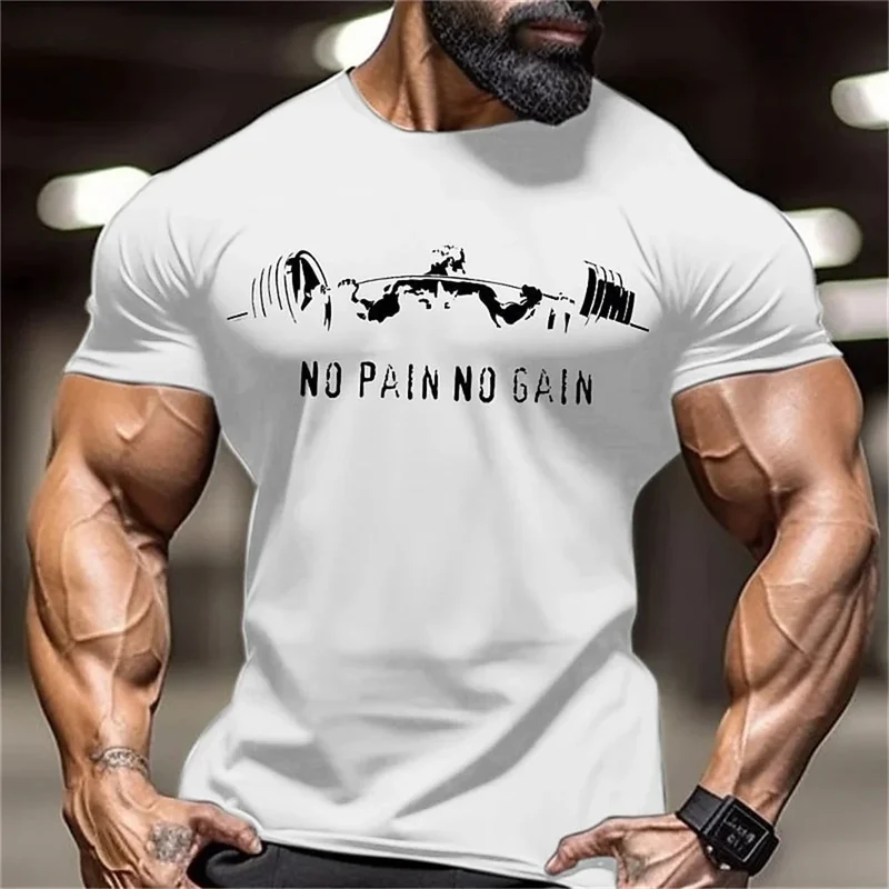 GYM Shirt Sport T-Shirt No Pain No Gain Herren Fitness Sportswear Streetwear Top