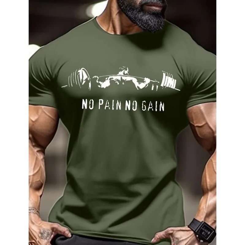GYM Shirt Sport T-Shirt No Pain No Gain Herren Fitness Sportswear Streetwear Top