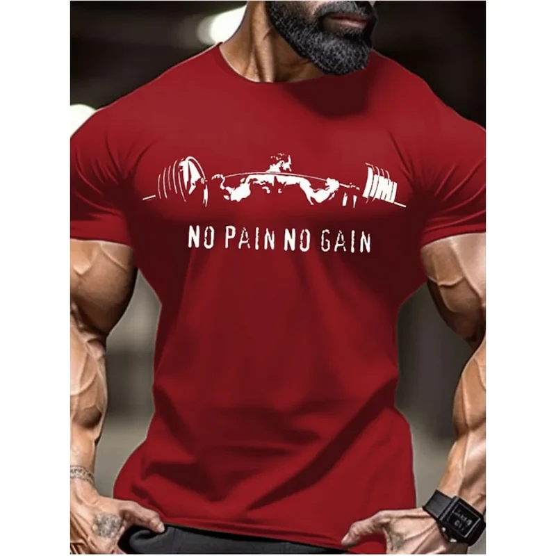 GYM Shirt Sport T-Shirt No Pain No Gain Herren Fitness Sportswear Streetwear Top