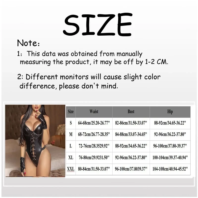 Sexy PU Leder Body Dessous Bodysuit Babydoll Reizwäsche Unterwäsche Schwarz
