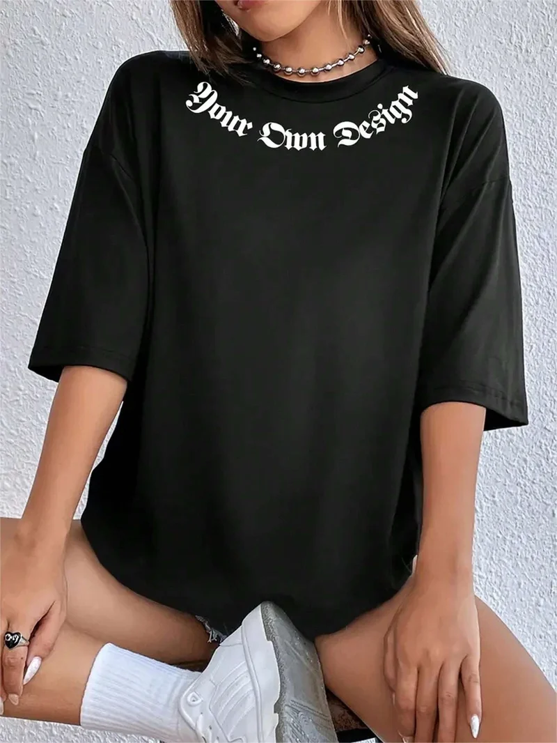 Damen Sommer Top Rich T-Shirt Rundhals Streetwear Baumwolle Damentop