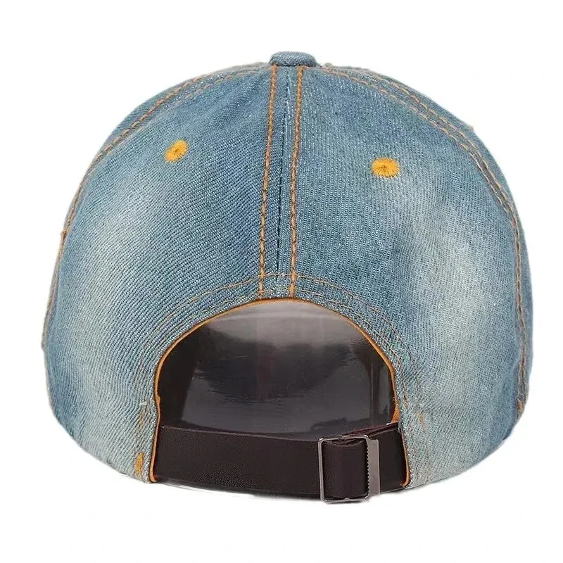 Jeans Cappy Denim Look Basecap Cap Kappe LUCK Strass gebogen Damen Baseball Cap