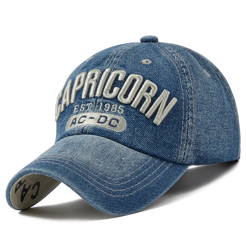 Herren Jeans Cappy Denim Look Basecap Cap Kappe gebogen Damen Baseball Cap