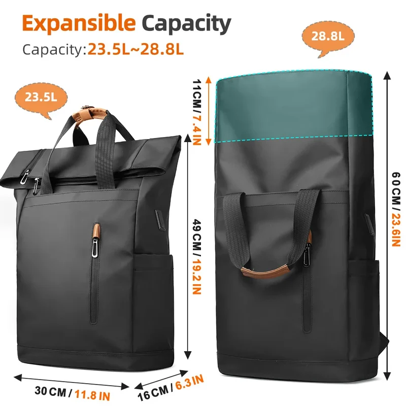 Fahrradrucksack RollTop Rucksack Herren 23–28L wasserdicht Laptop Tasche Damen