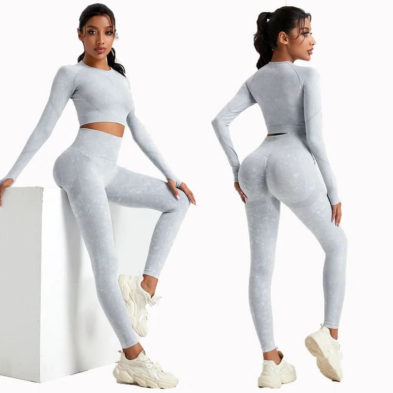 Damen Leggings Push Up Stretch Leggins Yoga Fitness Hose Sport BH Set Top Gym