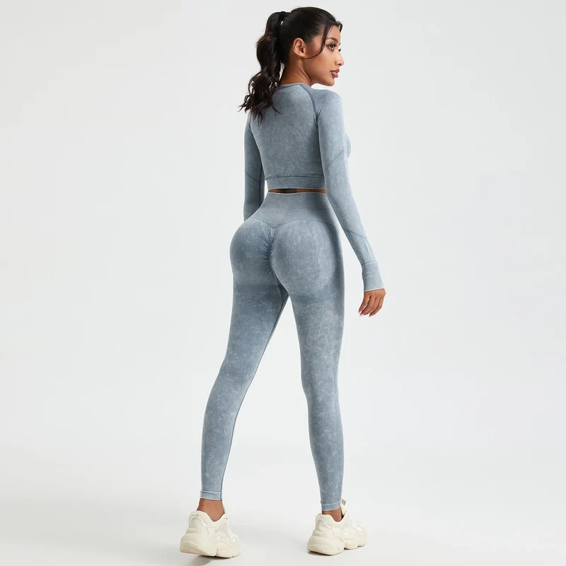 Damen Leggings Push Up Stretch Leggins Yoga Fitness Hose Sport BH Set Top Gym