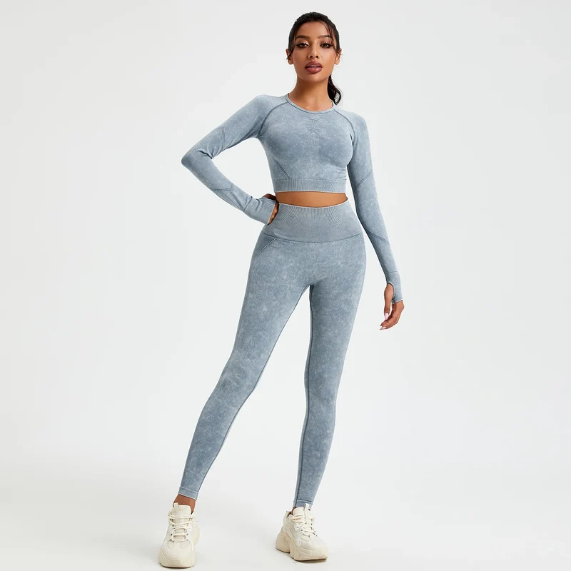 Damen Leggings Push Up Stretch Leggins Yoga Fitness Hose Sport BH Set Top Gym