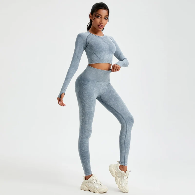Damen Leggings Push Up Stretch Leggins Yoga Fitness Hose Sport BH Set Top Gym