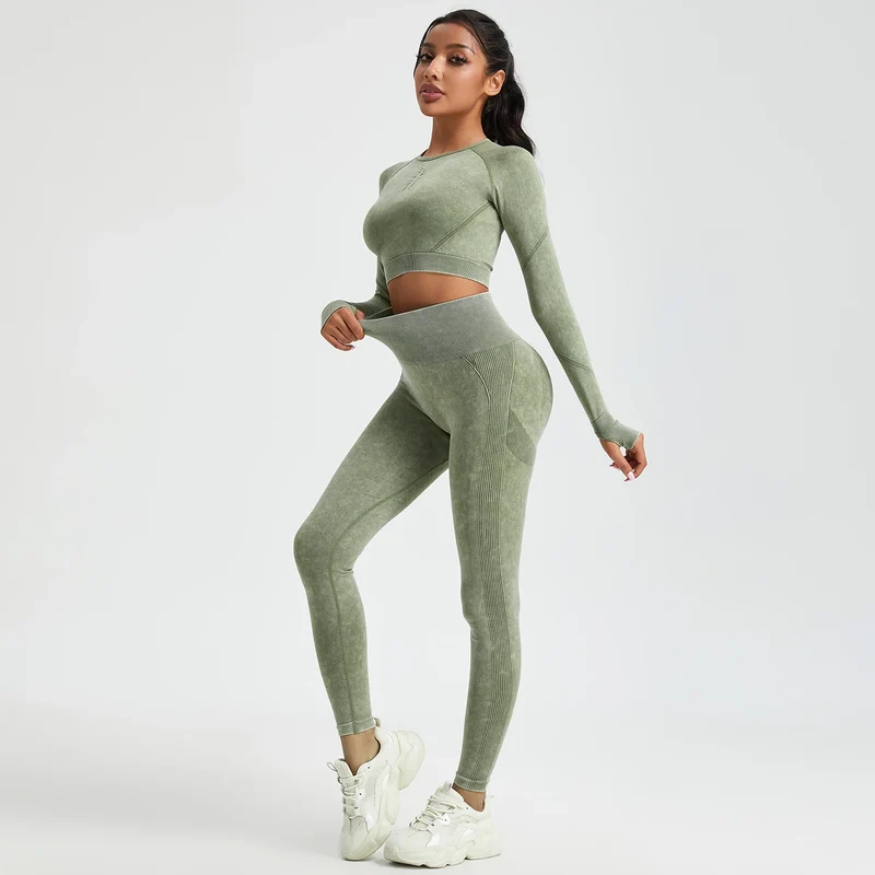 Damen Leggings Push Up Stretch Leggins Yoga Fitness Hose Sport BH Set Top Gym
