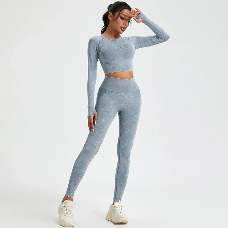 Damen Leggings Push Up Stretch Leggins Yoga Fitness Hose Sport BH Set Top Gym