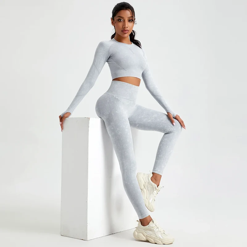 Damen Leggings Push Up Stretch Leggins Yoga Fitness Hose Sport BH Set Top Gym