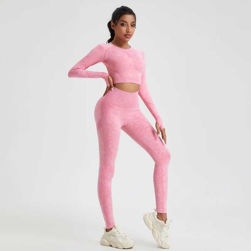 Damen Leggings Push Up Stretch Leggins Yoga Fitness Hose Sport BH Set Top Gym