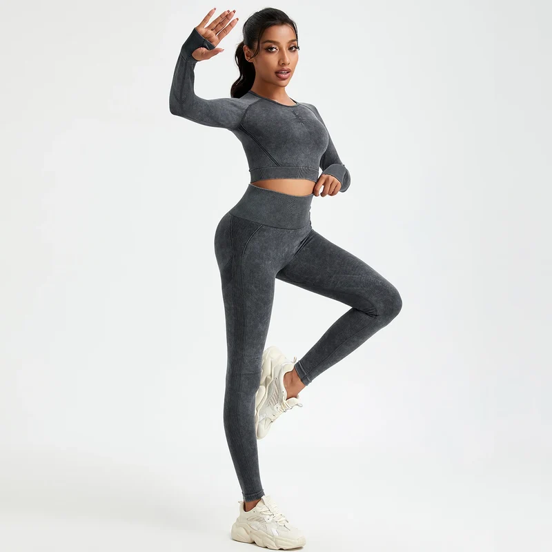 Damen Leggings Push Up Stretch Leggins Yoga Fitness Hose Sport BH Set Top Gym