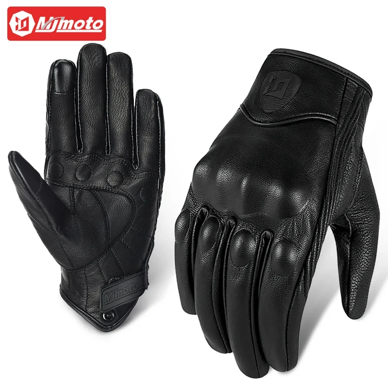 Motorradhandschuhe mit Knöchelprotektor Herren Motorrad Handschuhe Touchscreen