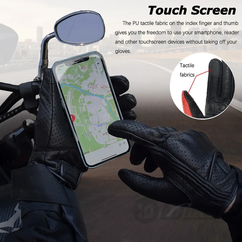 Motorradhandschuhe mit Knöchelprotektor Herren Motorrad Handschuhe Touchscreen