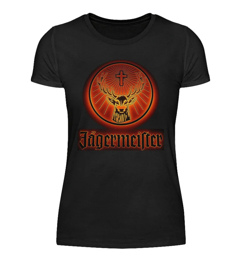 Damen Sommer Top Jägermeister T-Shirt Rundhals Streetwear lockeres Damentop - Damenshirt