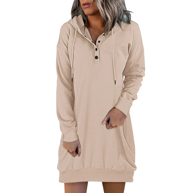 Damen Kapuzenkleid Pullikleid Party Kleid Minikleid Hoodie Kapuzenpullover