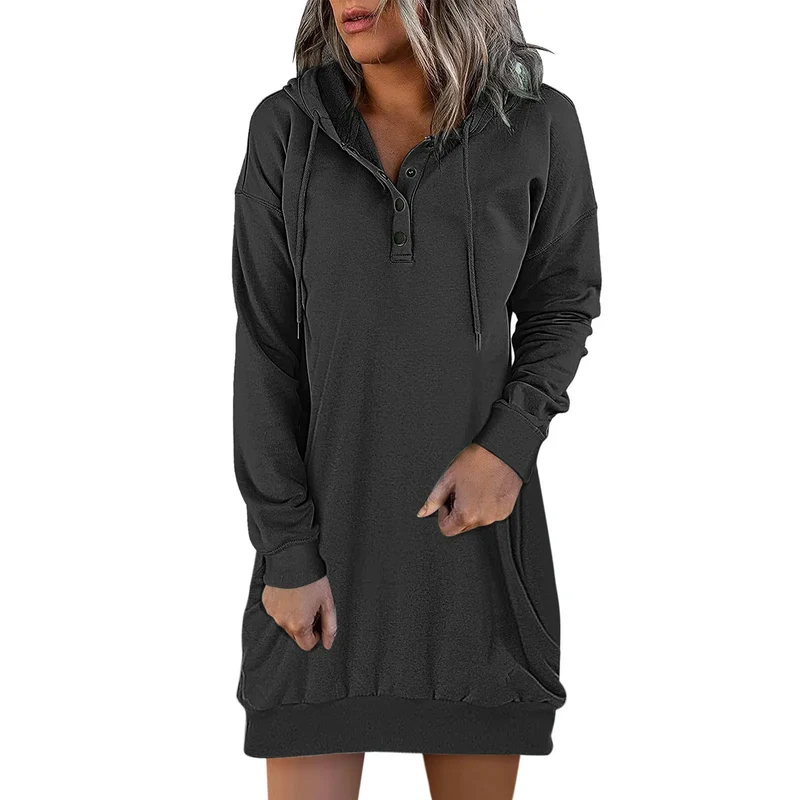 Damen Kapuzenkleid Pullikleid Party Kleid Minikleid Hoodie Kapuzenpullover